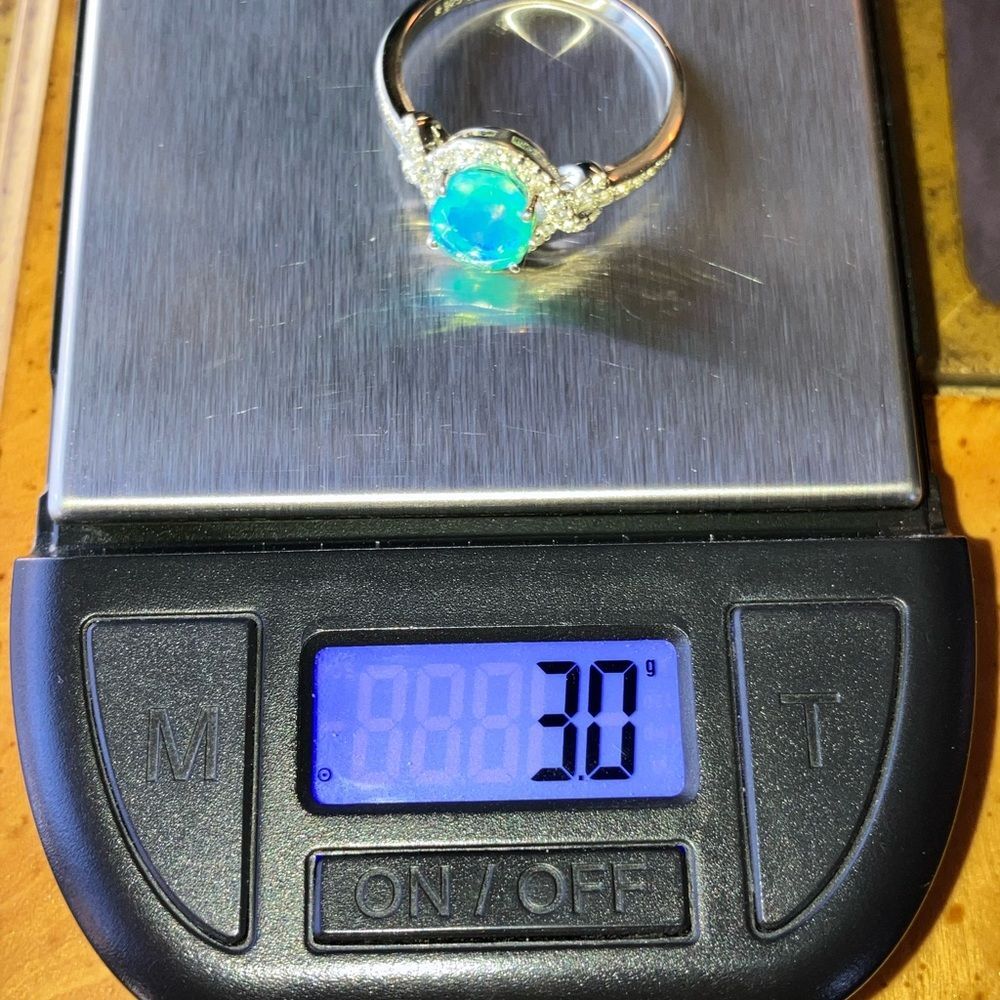 Blue Ethiopian Opal Sterling Silver Ring Size 9.75 - Picture 9 of 9